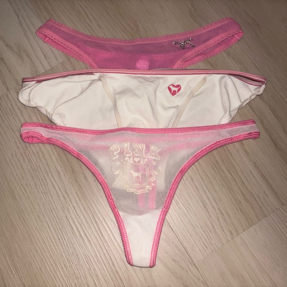 Lot Of 3 VTG Victoria’s Secret PINK Dog Extra Low-Rise Bikini & V-String Panties